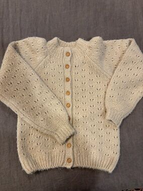 Rylee + Cru Cream Eyelet Knit Button Cardigan